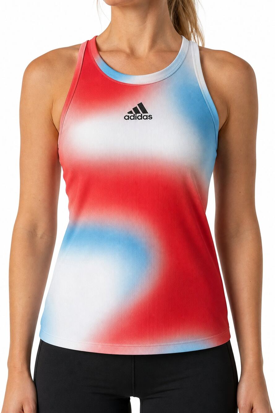 adidas Womens AEROREADY Ombre Ribbed Tank Top Size L Australian Open Apparel